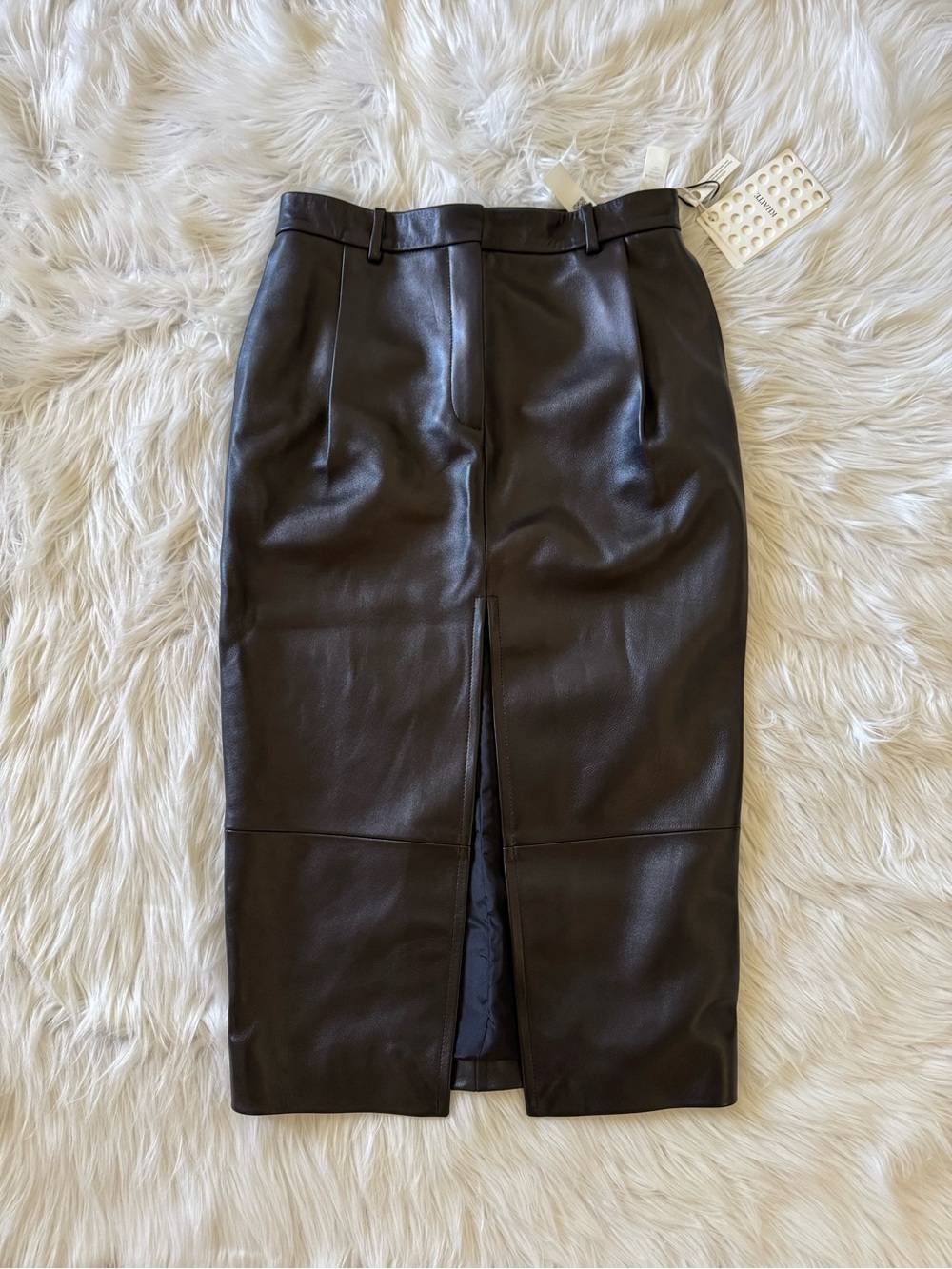 KHAITE New Anden Leather Skirt Black Size 2 - Picture 2 of 9
